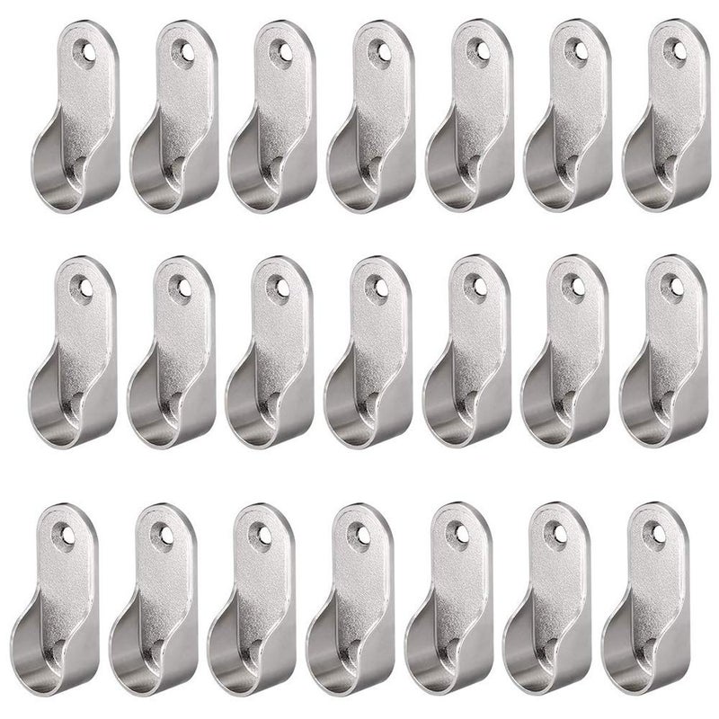 Eyech 40pcs Zinc Alloy Hardware Oval Closet Rod End Supports 16mm x 30mm Wardrobe Flange Bracket Holder - Image 1